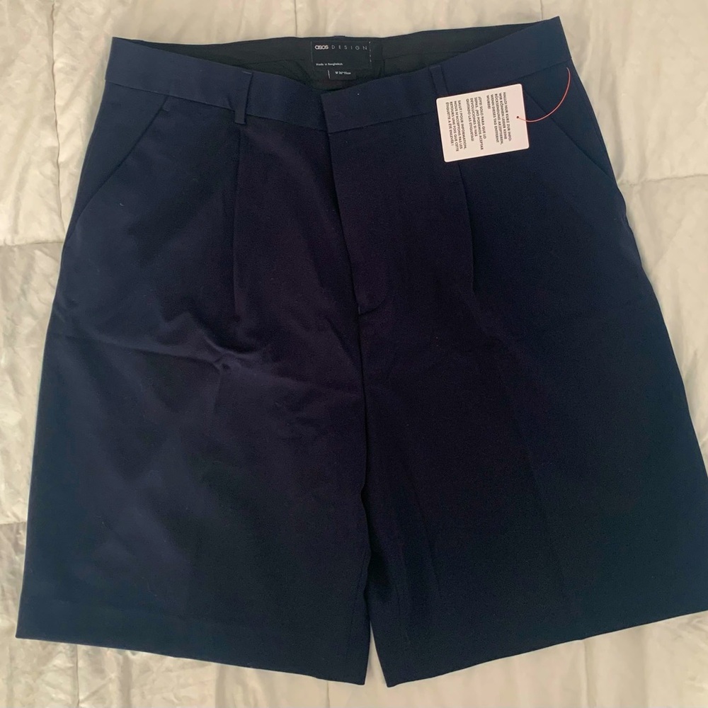 NWT ASOS Blue Flat Front Shorts Tailored Design